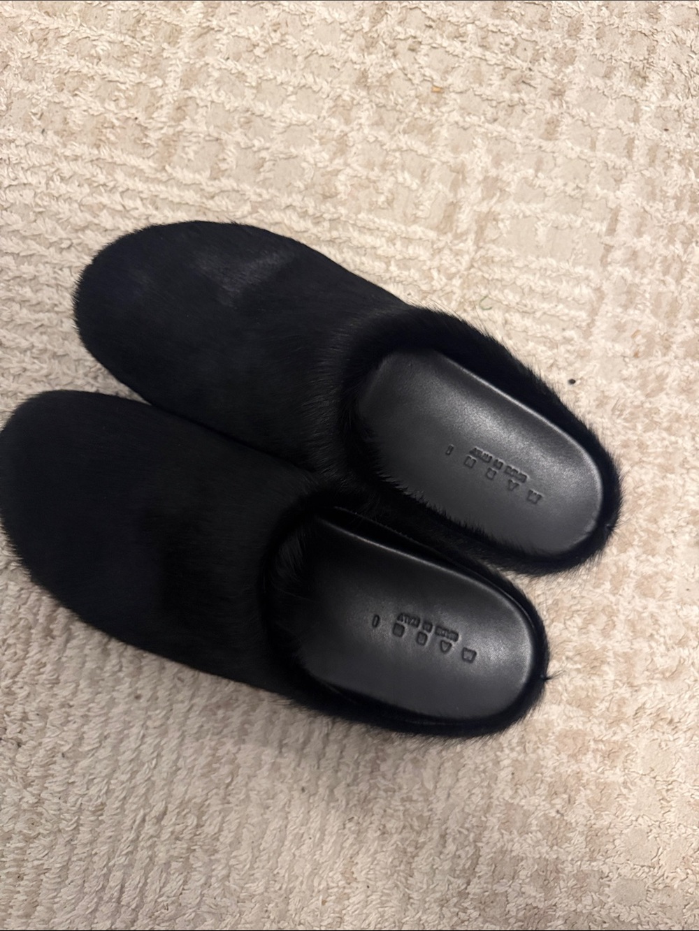 Marni Black Faux-Fur Slip-On Mules